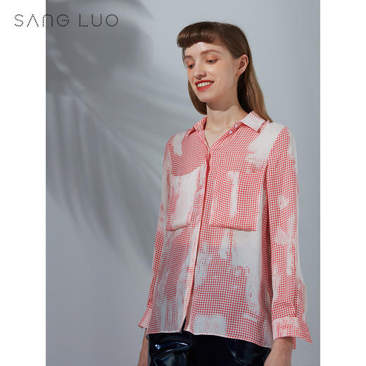 【积分兑换】小花卉印花衬衫SANGLUO桑罗桑蚕丝休闲长袖上衣女 商品图3