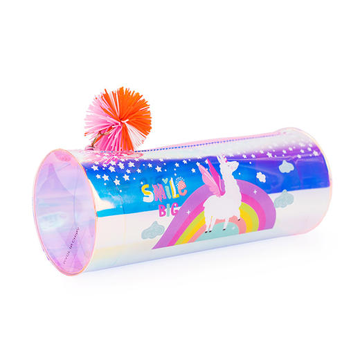 百丽儿童可爱印花圆筒笔袋笔盒