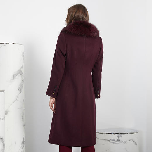 ND90X瑟俪新款奢华风狐狸毛领收腰长款羊毛大衣 商品图4