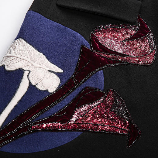 ND93D斯尔丽瑟俪 气质优雅时尚绣花中长款羊毛大衣 商品图4