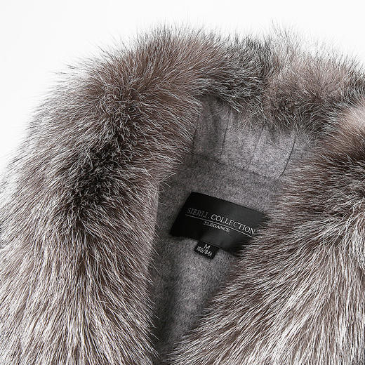 PH90A瑟俪新款两件套大狐狸毛领内外两穿长款羊毛呢大衣 商品图3