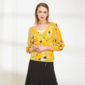 QG2A1斯尔丽夏季新品 桑蚕丝印花灯笼长袖常规款气质优雅开衫