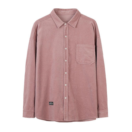 韩路休闲男装 2衬衫男上衣长袖灯芯绒纯色基本款翻领衬衣 商品图8