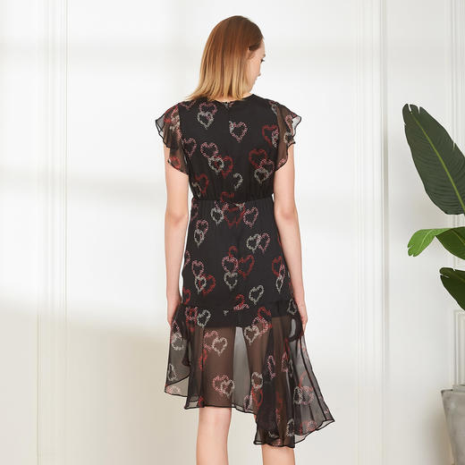 PF82A斯尔丽夏季新品丝质爱心印花常规款宽松公主短袖连衣裙 商品图1