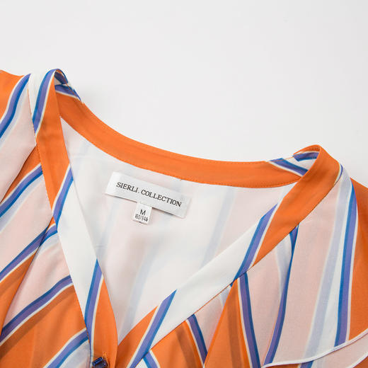 QG8A5斯尔丽夏季新品时尚优雅条纹纽扣修身短袖中长款连衣裙 商品图3