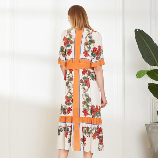 RF8A2斯尔丽夏季新款桑蚕丝时尚度假修身腰带短袖中长款连衣裙 商品图1