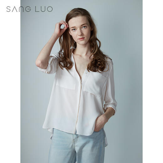 【积分兑换】小花卉印花衬衫SANGLUO桑罗桑蚕丝休闲长袖上衣女 商品图1