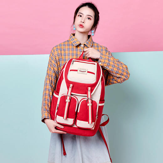 经典休闲双肩包时尚箱包潮流背包简约学院风旅行背包学生书包 商品图0