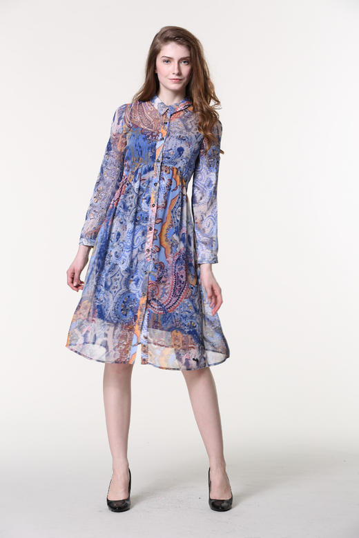 【伯妮斯茵】161F427--衬衣裙 --《梵高的花园》 商品图1