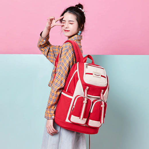 经典休闲双肩包时尚箱包潮流背包简约学院风旅行背包学生书包 商品图2