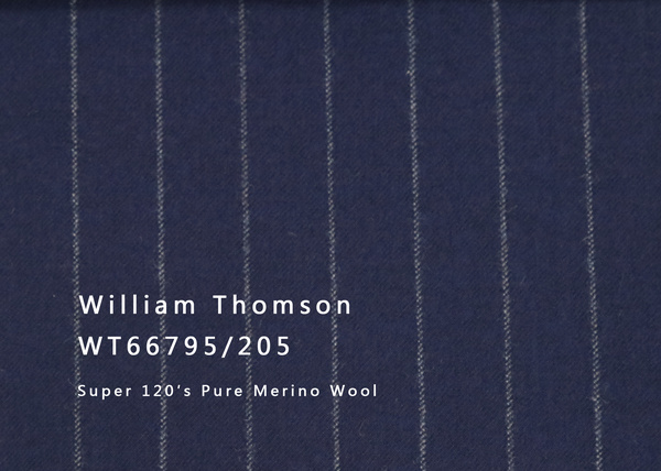 WT66795-205 纯毛高支绒面花呢 【蓝色 条纹 斜纹 W100】(902)