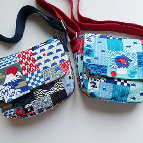 HUJI祤集Flap斜挎包风の花富士拼布