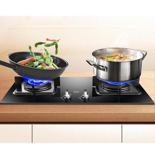 美的（Midea）一级能效4.5kw大火力燃气灶Q62 嵌入式燃气炉具灶具 钢化玻璃双灶台 商品图0