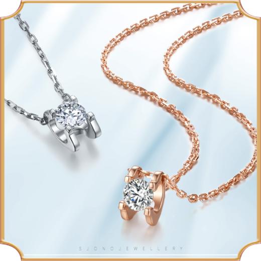 牛头款钻石项链18k玫瑰金色白金色钻石链牌 商品图0