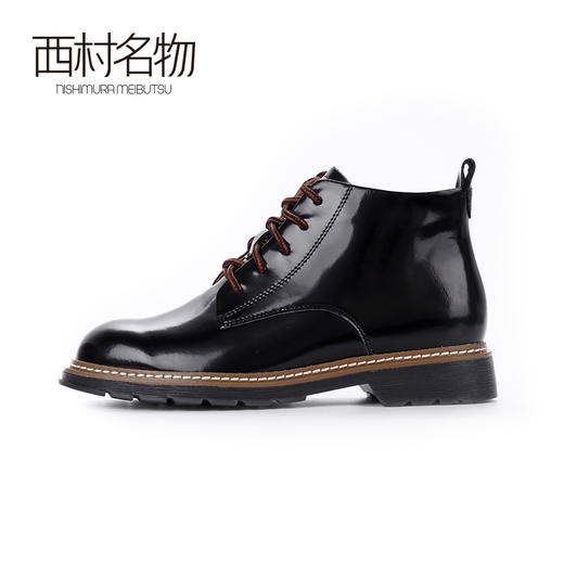 西村名物2020新款春季高帮皮面英伦风低跟马丁靴女鞋X20AM16441 商品图2