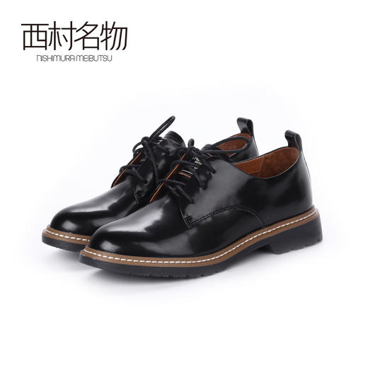 西村名物2020新款春季英伦马丁风低帮圆头平底小皮鞋女X20AM16451 商品图1