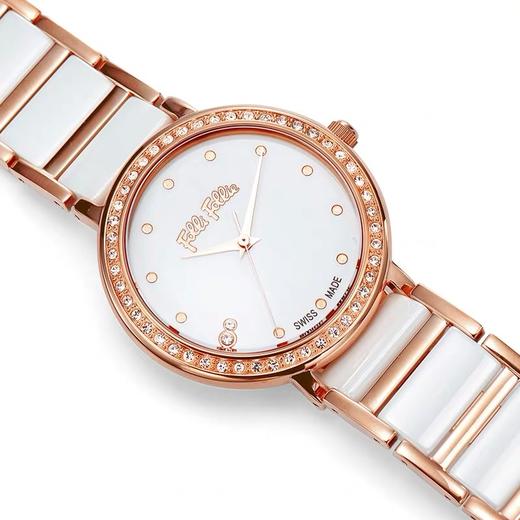 芙丽芙丽follifollie简约轻奢圆表盘陶瓷瑞士制造女手表腕表