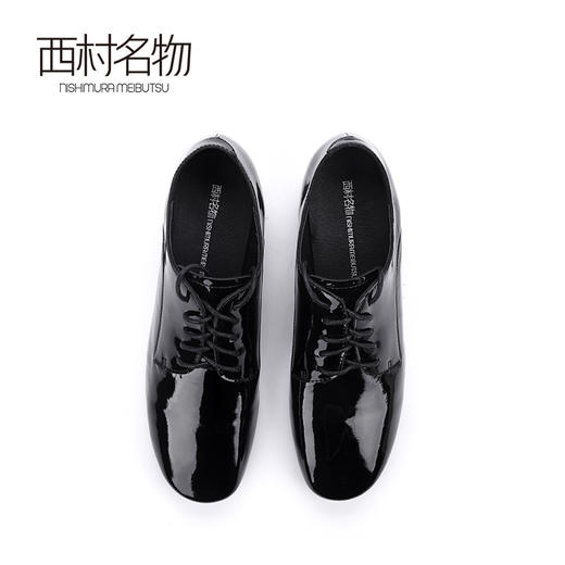 西村名物2020春季新款时髦亮面漆皮绑带中跟尖头小皮鞋女单X20AM16621 商品图2
