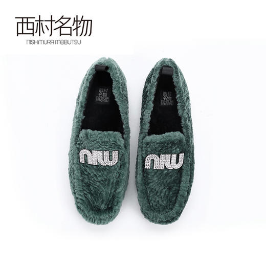 西村名物2020新款春季慵懒时髦毛毛鞋百搭圆头乐福鞋女单鞋 X20AM16091 商品图4
