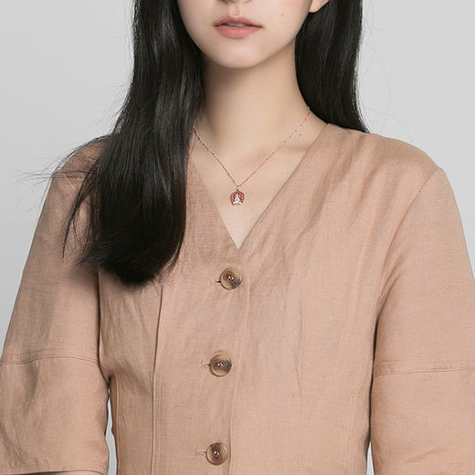 ［东方有境］18K玫瑰金手绘珐琅镶钻项坠#福佑佛 商品图2