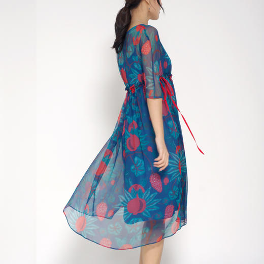 丁摩 真丝连衣裙印花时尚海边度假桑蚕丝连衣裙20-80DA499 商品图5