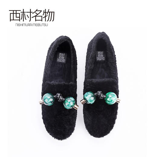 西村名物2020春季新款时髦装饰毛毛平底鞋乐福鞋女单鞋 20AM19241 商品图4