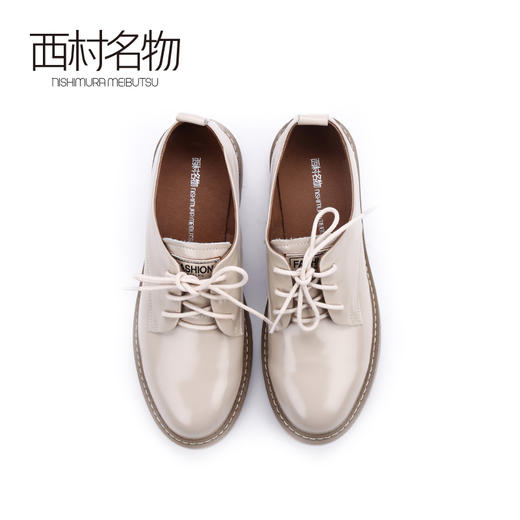 西村名物2020新款春季英伦马丁风低帮圆头平底小皮鞋女X20AM16451 商品图3