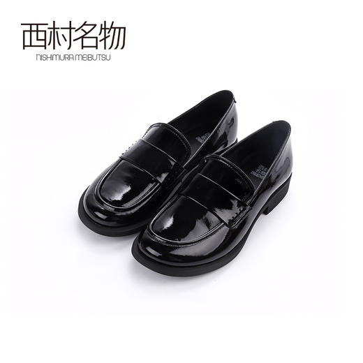 西村名物2020春季新品英伦风亮面皮舒适平底低跟乐福鞋女 X20AM18281 商品图2