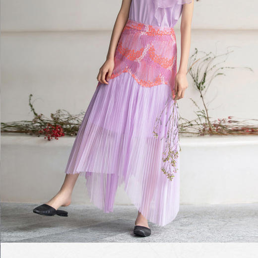 林栖设计小店不规则裙摆文艺百搭飘逸中长款半身裙子