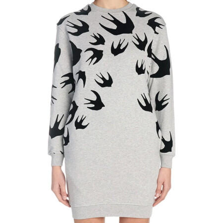 MCQ 麦昆 女装 经典款棉质绒面飞燕徽标卫衣式女士连衣裙 灰色 379194 RLT87 1225 商品图0