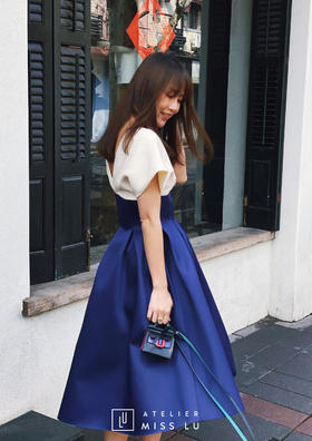 AtelierMissLu /Serena-典雅蓝白拼色公主裙
