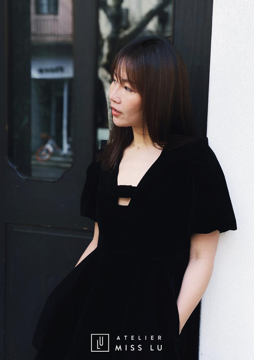 AtelierMissLu / Olga-经典黑丝绒泡泡袖公主裙 商品图3