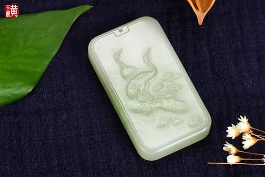 和田玉翠青【仙鹤】吊坠 配精美编织挂绳 赠证书 商品图3