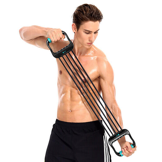 米客 拉力器臂力器扩胸器健身器材家用男多功能女士臂力器拉力绳 MK8002-B 湖蓝 商品图1