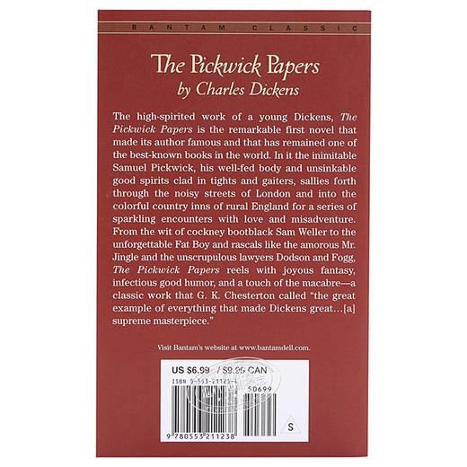 【中商原版】[英文原版经典名著]The Pickwick Papers 匹克威克外传 Bantam 商品图1