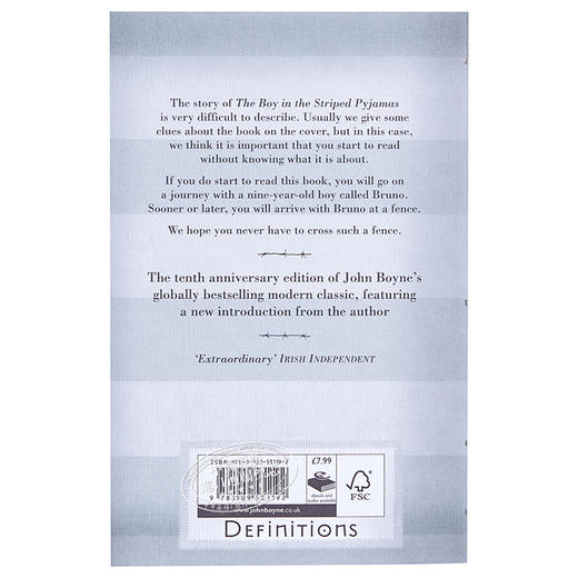 预售 【中商原版】在条纹睡衣的男孩 英文原版 Boy in the Striped Pyjamas Novel 约翰波恩 John Boyne 商品图1
