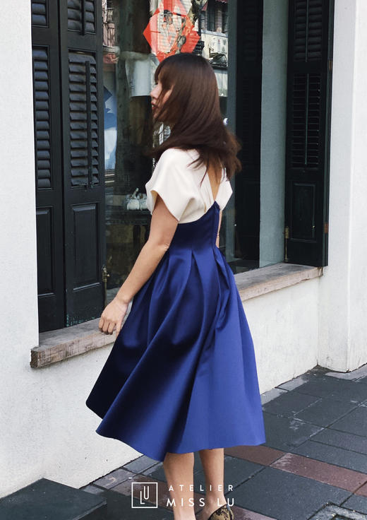 AtelierMissLu /Serena-典雅蓝白拼色公主裙 商品图5