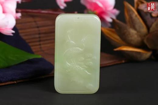 和田玉翠青【仙鹤】吊坠 配精美编织挂绳 赠证书 商品图1