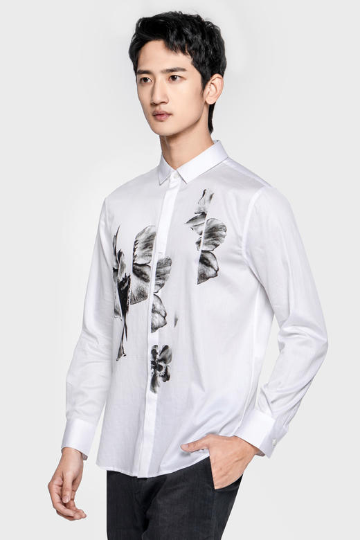 callisto微廓形印花长袖衬衫SPCSL098WH 商品图0