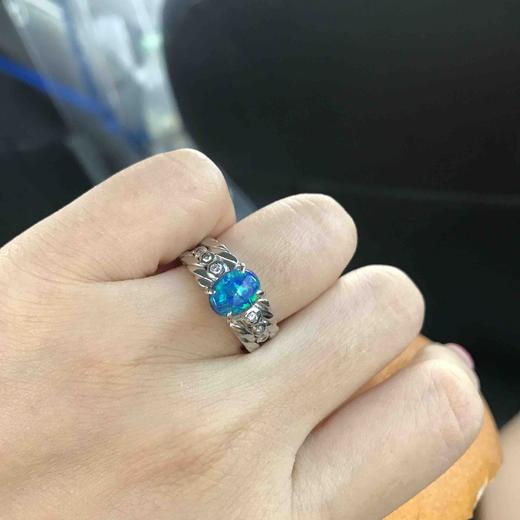 蓝绿极光欧泊戒指 商品图4