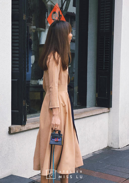 AtelierMissLu / Victoria-优雅杏色系带翻领外套 商品图6