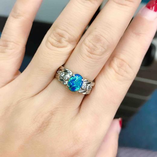 蓝绿极光欧泊戒指 商品图5