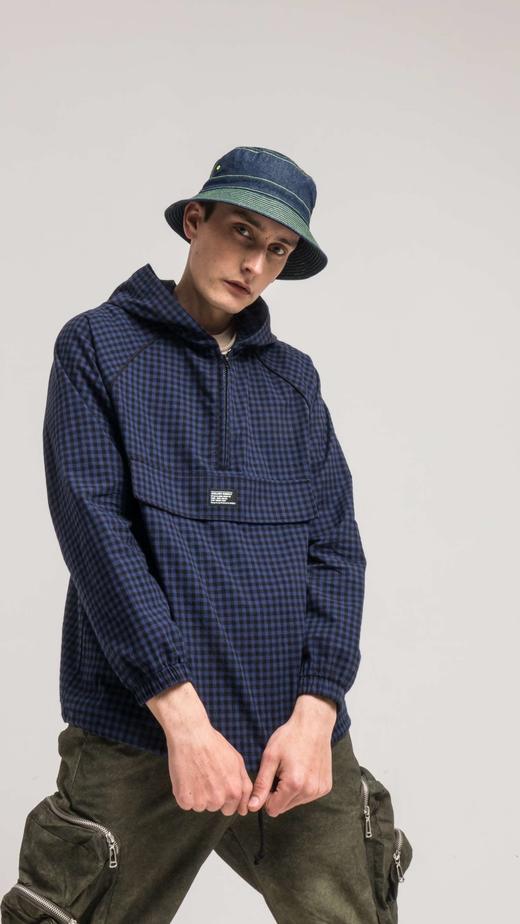 DEC B95226138新品格子梭织时尚宽松潮牌卫衣外套帽衫 商品图0