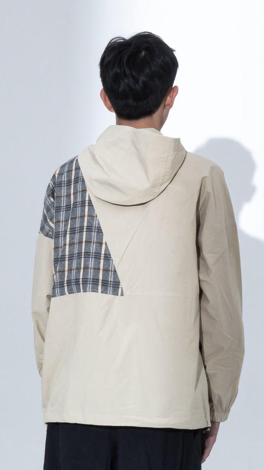 DEC P950961141 拼色拼接格子连帽宽松潮牌卫衣外套帽衫 商品图2