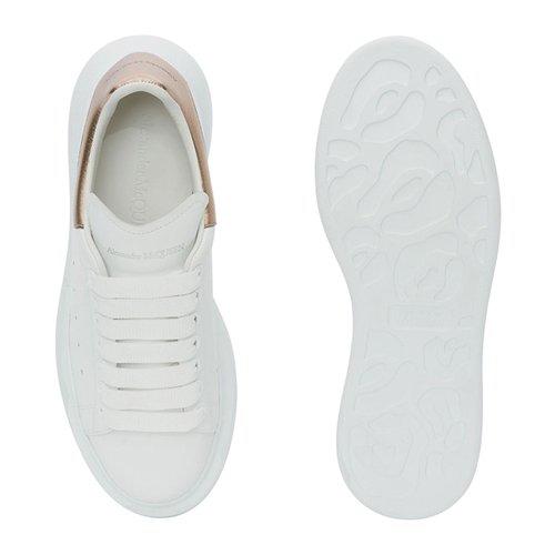 【二】ALEXANDER MCQUEEN 亚历山大麦昆 女士小牛皮系带香槟金尾大廓形休闲运动鞋 白色 553770 WHFBU 9053 商品图3