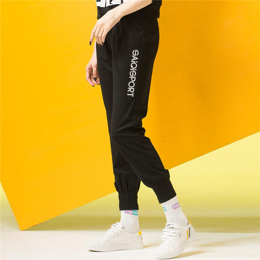 【线下同款 脚口收口设计 字母印花】赛琪20上新冰爽顺滑针织弹力长裤女 200076 商品图3