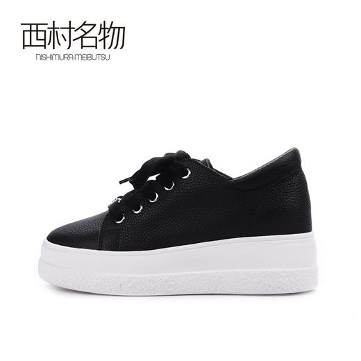 西村名物2020春季新品钻饰休闲厚底舒适系带小白鞋女X20AM16531 商品图1