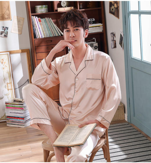 情侣睡衣 男女士女夏春季长袖套装家居服 商品图10