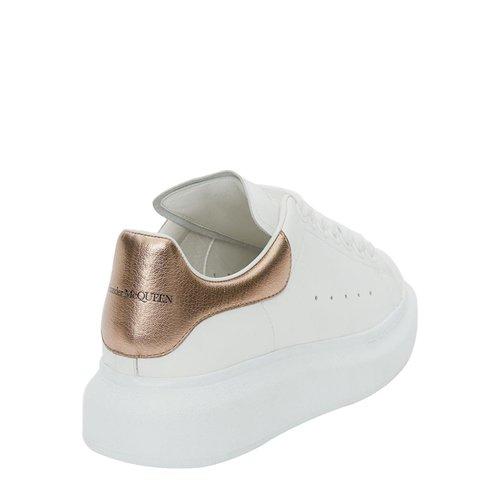 【二】ALEXANDER MCQUEEN 亚历山大麦昆 女士小牛皮系带香槟金尾大廓形休闲运动鞋 白色 553770 WHFBU 9053 商品图2