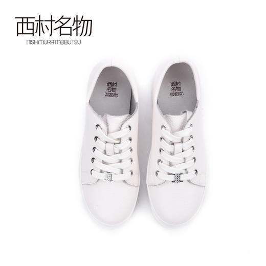 西村名物2020春季新品钻饰休闲厚底舒适系带小白鞋女X20AM16531 商品图3